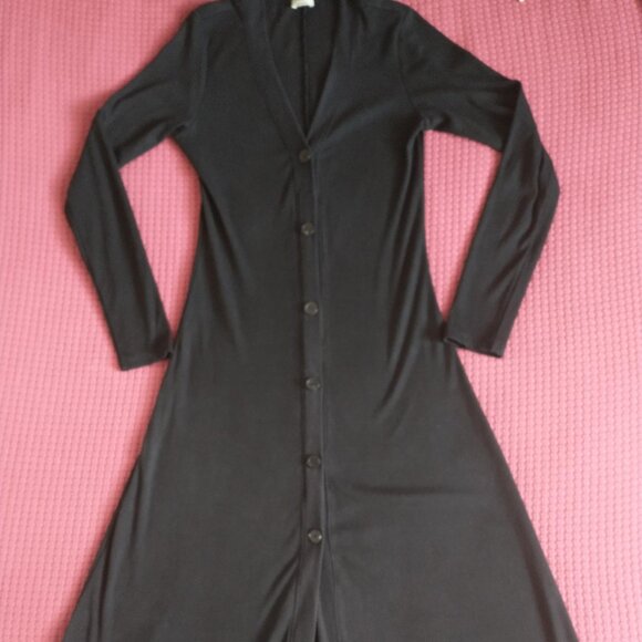 Wilfred Ines Long-Sleeve Ribbed Knit Stretch Midi Dress in Black - Picture 4 of 13